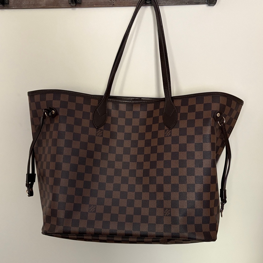 Brown Checkered Tote Bag
